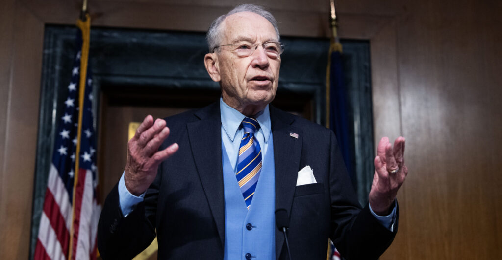 UNITED STATES - NOVEMBER 19: Chairman Sen. Chuck Grassley, R-Iowa, is seen during a Senate Judiciary Committee confirmation hearing for judicial nominees in Dirksen building on Wednesday, November 19, 2025. Tom Williams/CQ-Roll Call, Inc via Getty Images)