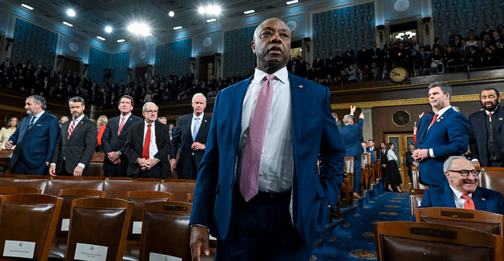 U.S. Sen. Tim Scott (R-SC) at the State of the Union Address in the U.S. Capitol Feb. 24, 2026.