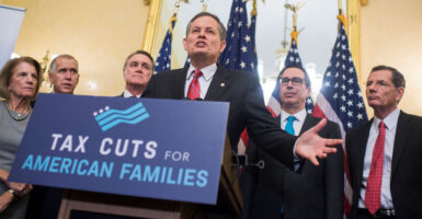 Sen. Steve Daines, R-Mont., speaks during a news conference in the Capitol.