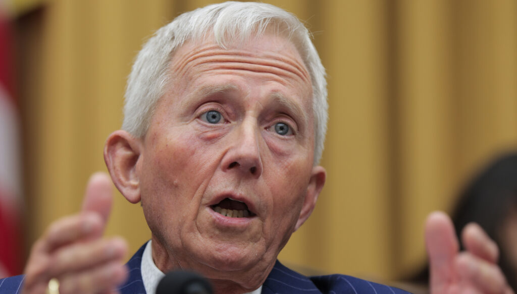 WASHINGTON, DC - MARCH 04: U.S. Rep. Jeff Van Drew (R-NJ) speaks as U.S. Secretary of Homeland Security Kristi Noem testifies during a House Judiciary Committee hearing in the Rayburn House Office Building on March 04, 2026 in Washington, DC. Noem is appearing before Congress for a second day as she faces questions on the department's handling of immigration enforcement and the effects of its partial shutdown. (Photo by Heather Diehl/Getty Images)